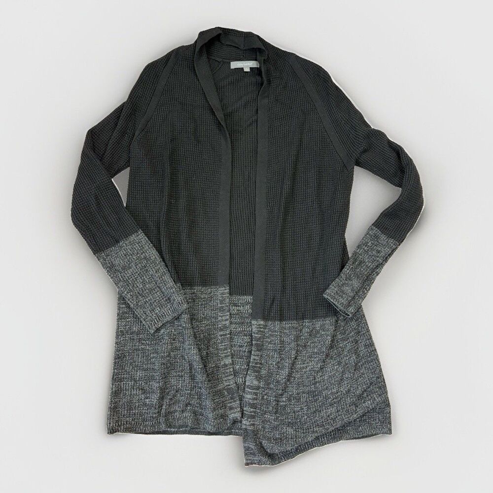 Daisy Fuentes Womens Black Gray Open Front Cardigan Sweater Duster Size Small